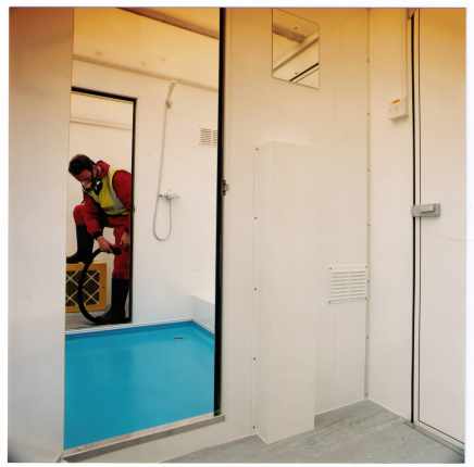 nternal view of decontamination shower unit