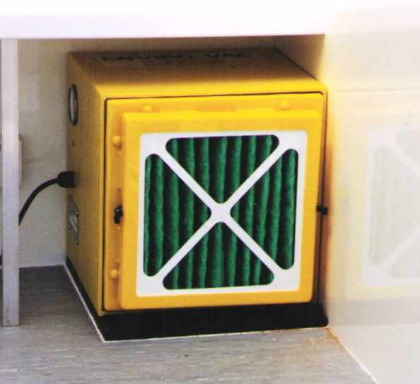 Dust filtration unit inside decontamination unit